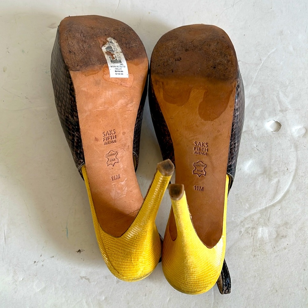 SAKS FIFTH AVENUE Platform Snakeskin Print Heels - Picture 7 of 8